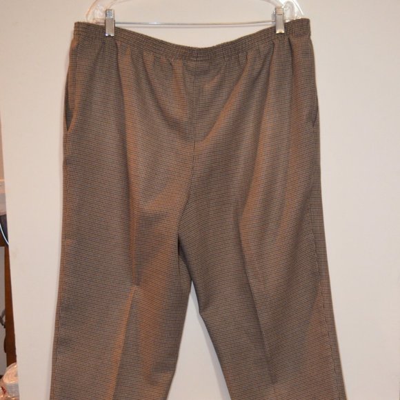 ALFRED DUNNER Brown Lines Pattern Elastic on Belt/Waist Women's Pants 16 - Picture 6 of 10